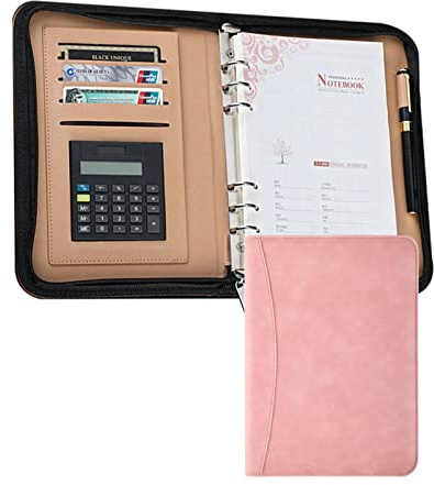 Porte Document A5 Portfolio Professionnel En Cuir Dossier De Documents De Conférence Avec Calculatrice Cadeau Idéal Pour Homme Femme