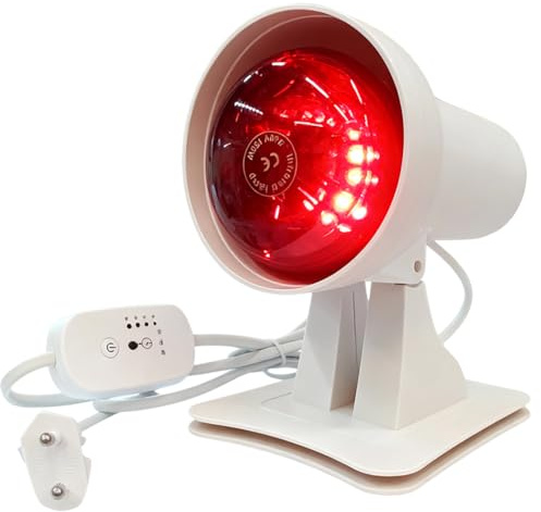 Lampada a infrarossi da 150 W, lampada a luce rossa con timer e temperatura regolabile, lampada a luce rossa terapia per viso e corpo, calore profondo contro l'affaticamento muscolare, angolo