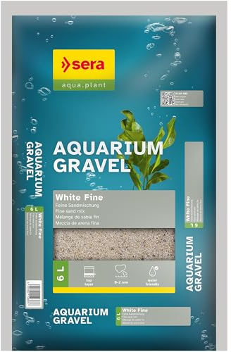 Sera Aquarium Gravel White Fine 6 L | Substrato per Tutti Gli acquari d’Acqua Dolce | Sicuro per Pesci, Loricaridi e gamberetti | Aspetto Naturale