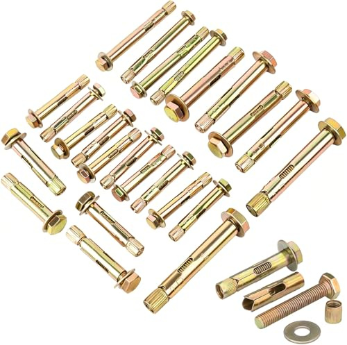 24 Pcs Hollow Wall Anchor Bolts, Heavy Duty M6/8/10 Expansion Screws Plugs Assorted Set for Wall Fixings (50/70/80mm) - Cavity Rawl Plugs for Concrete, Brick, Masonry, Plasterboard Fixings