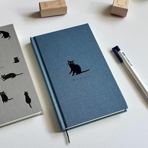 MSLSOZ dagbok 2026, 2026 fickdagbok hårt skal liten (B6, 17,4 x 11 cm), veckodagbok för möten, vertikal veckoplanerare 26, present till kattälskare (svart katt)