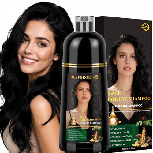Champú Tinte Cubre Canas, Negro Hair Dye Shampoo 3 en 1, Champu Tinte Canas