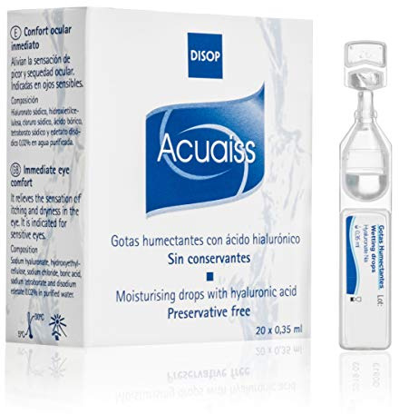 Acuaiss Gotas Humectantes sin Conservantes con Ácido Hialurónico, Lágrima Artificial en Monodosis, 20 x 0,35 ml