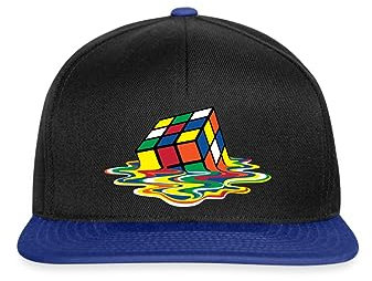 Spreadshirt Rubik's Cube Zauberwürfel Melting Cube Snapback Cap, One Size, Schwarz/Königsblau