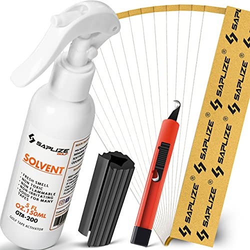 SAPLIZE Kits de regripping de Golf avec 15 Rubans à Dos de Papier, solvant de 5 oz, Pince à étau et Lame à Crochet