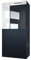 Vladon Stand-/Hänge Vitrine Movie, Schwarz matt/Weiß Hochglanz - Moderne Glasvitrine - (BxHxT): 50,5 x 111 x 32,5 cm