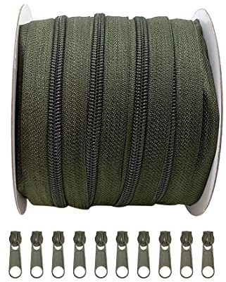 Roll of 25m 5# Endless Continuous Nylon Zippers, Craft Bags, Action Tent, with 10 Free Sliders, Metal Zippers for Sewing (3075.5#)