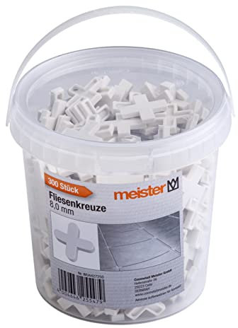 Meister Fliesenkreuze 8,0 mm - Praktisches Set mit 300 Stück - Aus robustem Polypropylen - weiß / Fliesenzubehör / Fliesenverlegehilfe / Fugenkreuze / 4427250