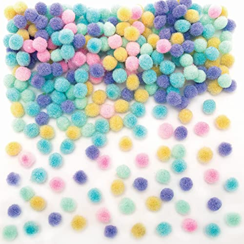 Baker Ross Pastell självhäftande pom poms – förpackning med 250, vårpom poms hantverk för barn (FC351)