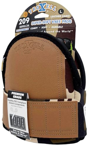 TROXELL USA Super-Soft Large Leatherhead Camouflage Knee Pads - Comfortable, Adjustable, Washable Kneepads