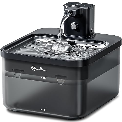 DownyPaws Cat Water Fountain Cordless, 84oz/2.5L Fursink Wireless Pet Water Fountains for Cats Indoor, Battery Operated Cat Drinking Fountain with Motion Sensor, Ultra Quiet Pump, BPA-Free, Black Pro