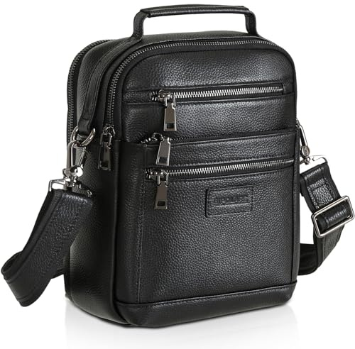 Polare Italian Cowhide Leather Messenger Bag Waterproof Chest Shoulder Crossbody Bag Casual Sling Business Handbag for Men