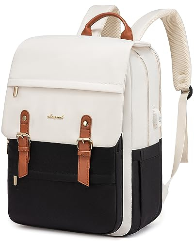 LOVEVOOK Laptop ryggsäck, plånbok, vintage, resor, datorryggsäck, damer, moderiktig, 43,2 cm, handbagage, lärarväska för arbetet
