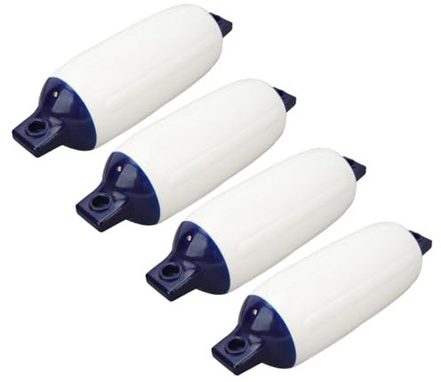 Bootsfender, Schützendes Aufblasbares Stoßstangen-Set für Yachten, Fischerboote, 25,4 X 76,2 Cm, 4 Stück, Blaues und Weißes PVC