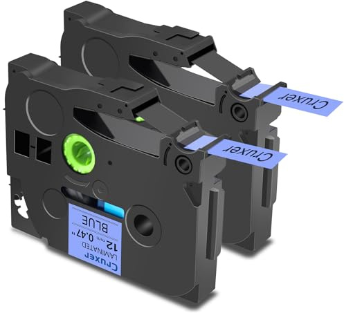 Cruxer 2er-Packung Kompatibel für Brother P-touch TZe-531 Blue Laminierte Bänder，Schwarz auf Blau 0,47'' 12mm x 8m Schriftband Ersatz für Brother PT-H100R PT-200 PT-H105 PT-H110 PT-D410 PT-E110VP