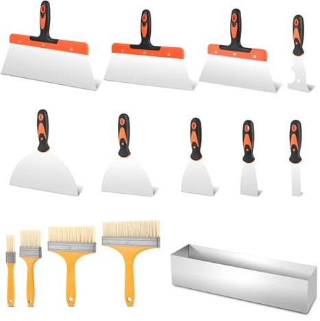 14 Pièces Spatule Enduit, Couteau A Enduire En Acier Inoxydable, Kit D'outils Manuels pour Cloisons Sèches, Outils pour Cloisons Sèches Comprenant Un Couteau À Mastic