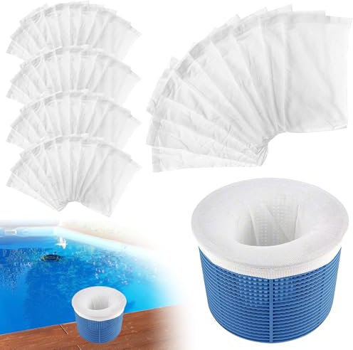 PRITOK Lot de 50 chaussettes de skimmer de piscine - Réutilisables - Pour filtre de surface - Pour enlever les feuilles et la saleté