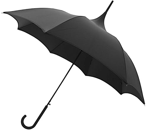 Fully Automatic Open Dark Wing Gothic Umbrella With Choice Of Handle | Victorian-Inspired Pagoda Design | Waterproof & UV Protection (Large Crook Handle)