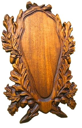 Scudo per Trofei - Tavola in Legno di Faggio Massiccio per Trofei da Caccia con Corna come Cinghiale, Cervo, Capre (K3-21) (Quercia Rustica)