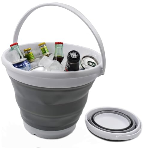 Collapsible Bucket Foldable Tub -3L Portable Small Bucket for Camping, Beach, Car Washing & Outdoor Use, Space Saving & Lightweight（Grey）