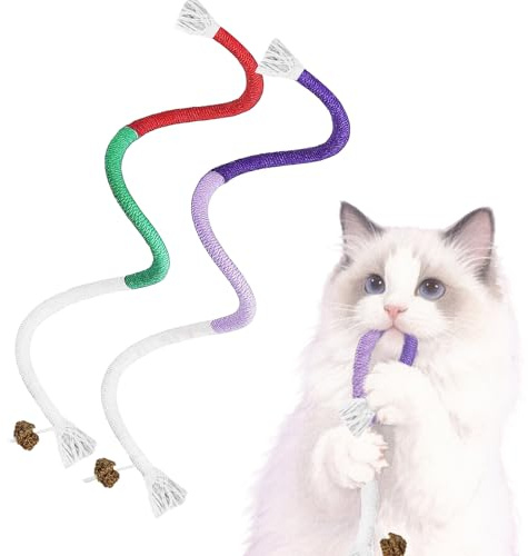 Irunfast 2PCS Chew Rope Catnip Toys for Cats, 70cm/27 Inches Kitten Teething Chew Toy Rope Interactive Cat Toys for Indoor Cats Chew Sticks for Dental Health Stress Relief