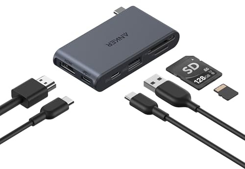 Anker Nano USB C Hub, 6-in-1 Compact USB-C Hub with 85W PD Charging (Charger Not Included), 4K@60Hz HDMI, 10Gbps USB-C, 5Gbps USB-A, SD/TF Card Readers, for MacBook, Lenovo, HP, and More