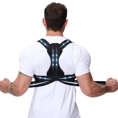 NovoBrace Correttore Postura Uomo Donna, Fascia Posturale Spalle e Schiena Traspirante,Schiena Dritta,Postura Donna,Busto Correttore Posturale,Fascia Posturale,Supporto Lombare,Nero(XL)