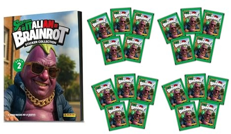 Album Skifidol Italian Brainrot Sticker Collection Serie 2 - Trading Card Game - Gioco di figurine collezione + 20 bustine figurine + 2 portachiavi Brainrot
