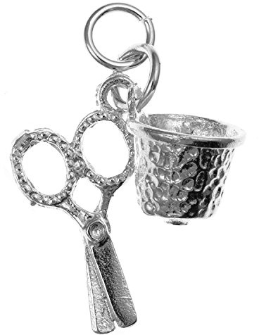 Designer Inspirations Boutique Ditale & Forbici Tradizionali Link Charm - Argento Sterling 925 -, Argento sterling