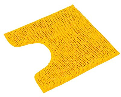 PANA® Chenille WC-Vorleger mit Ausschnitt (45x45cm) • U-förmiger Badteppiche • Badematte für Toilette, WC, Klo, Gäste-WC • Mikrofaser Matte • Flauschiger Klo Vorleger • Farbe: Gelb
