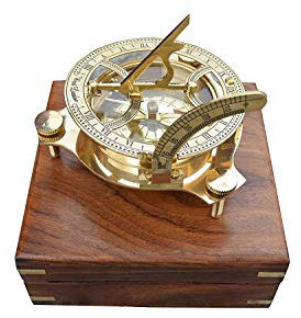 Nauticaz - Bussola a forma di meridiana con scatola di legno, 10 cm