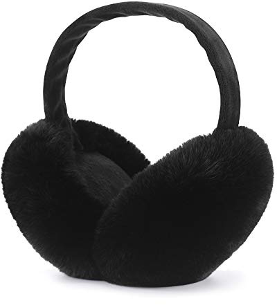 LCXSHYE Winter Ear muffs Faux Fur Warm Earmuffs Cute Foldable Outdoor Ear Warmers For Women Girls (Black)