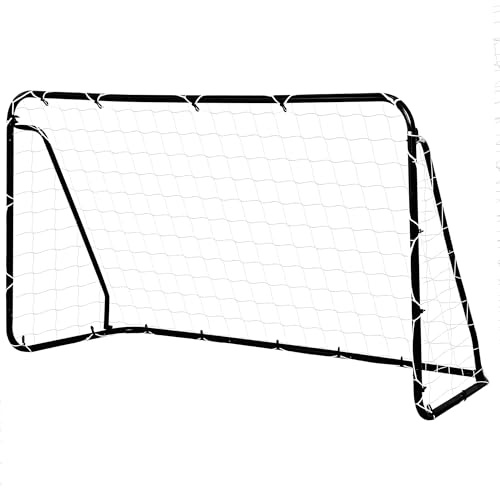 HOMCOM But de Football - Cage de Foot - But d'entrainement dim. 203L x 81l x 120H cm - châssis métal époxy Polyester - piquets Inclus - Noir
