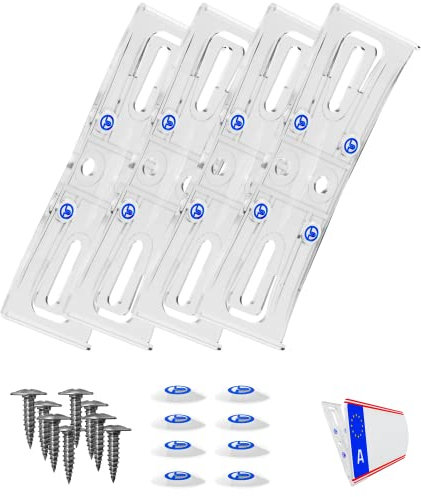 2 Kennzeichenhalter Österreich Rahmenlos transparent flach 4mm für Kennzeichentafeln 520x120mm unsichtbar Kennzeichenträger Österreich Dänemark Slowenien