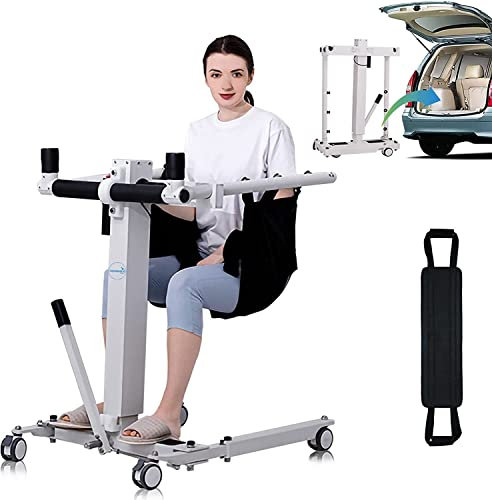 Foldable Electric Patient Lift Transfer Chair, with Shower Wheelchair and Car Transfer Aid, Ideal for Seniors and Disabled - Max Load 290lbs