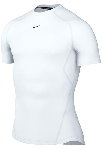 Nike Men's Shirt M NP DF Tight Top SS, White/Black, FB7932-100, L