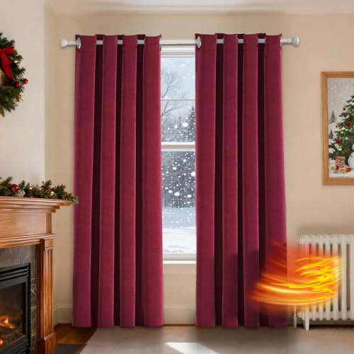 Ystyle Tende Oscuranti 100% Velluto Per Interni 2 Pezzi, 140x300cm, Tenda Termica Isolante Freddo E Caldo, Antifreddo Tende Natalizie Soggiorno Moderne Camera Da Letto Con Anelli, Grigio