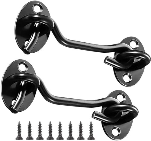Litensh 2 Stück Sturmhaken Edelstahl, 3 Inch Scheunentür Hakenschloss, Tortürhaken und Ösenriegel, Kabinenhaken und Ösenriegel, Schrankriegel, drehbarer Fensterhaken für Schiebetür, Schlafzimmer
