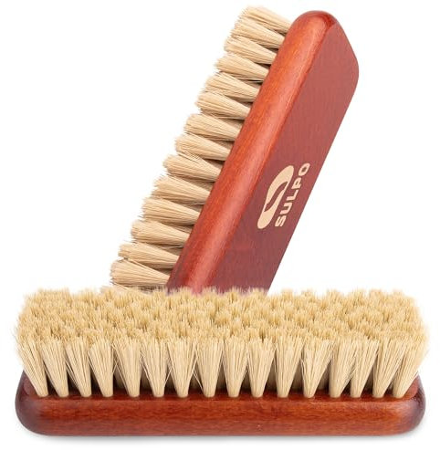 SULPO Juego de Limpieza para Zapatos - Cepillo de 16 cm para Cuero y Suciedad, Cerdas Suaves, Pulido Natural - 2 Unidades