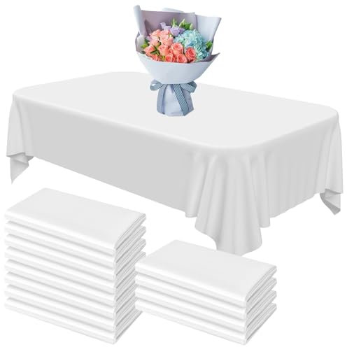 12 Stück Einweg Tischdecke Weiß, Tischdecke 137 x 274 cm Tischdecke Kunststoff Wasserdicht ölbeständig für rechteckige Tische, Weisse Tischdecken für Party Hochzeiten Haushalt Picknick Geburtstags