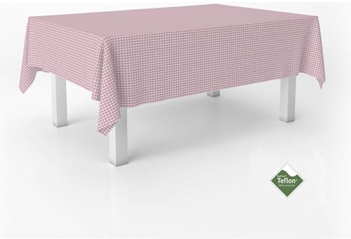 ECOMMERC3 | Mantel Antimanchas Vichy para Mesa Rectangular Tamaño 100x140 cm - Mantel Vichy Tacto Extrasuave e Impermeable Color Rosa
