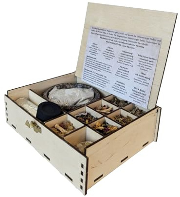 Juego de iniciación para ahumar, 12 piezas, accesorios para principiantes, también adecuado para incienso, cuenco de 7 cm, carbón para ahumar, arena para ahumar, instrucciones (idioma español no