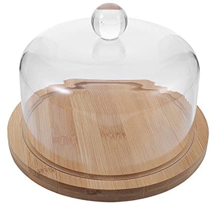 IMIKEYA Kuchenabdeckung Acryl-lebensmittelabdeckung Holzsockel Kuchentellerdeckel Snack-aufbewahrung Einfache Reinigung 1 Set