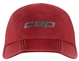 CEP Unisex Running Cap – Atmungsaktive Lauf Cap – Faltbare Sport Herren mit UPF 50+ – Laufcap für Herren & Damen mit flexiblem Schirm – Rot