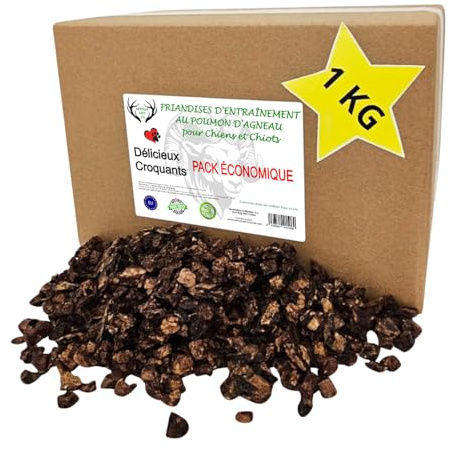 Récompenses d'entraînement pour Chiens, (1000 g, Cubes de poumon de Agneau)