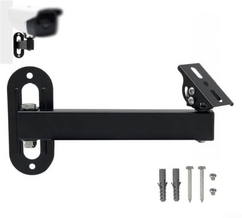 Oniissy Support d'angle en métal pour caméra de sécurité, support mural réglable à long bras, rotation à 180 degrés pour caméra projecteur noir (20 cm)