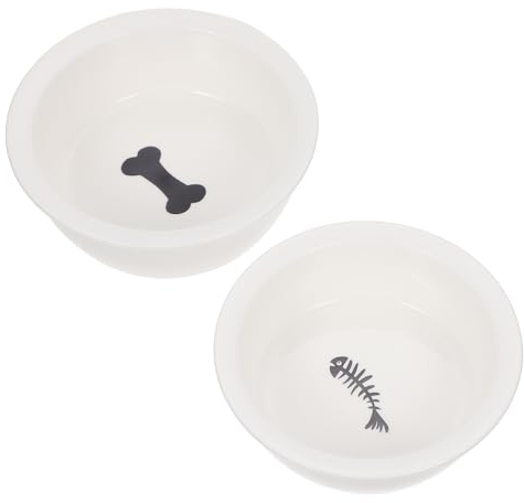 TOYANDONA 2 pièces Bol Céramique Double pour Chien et Chat Gamelles Décoratives et Sûres Design Créatif Set pour Alimentation et Hydratation des Petits Animaux