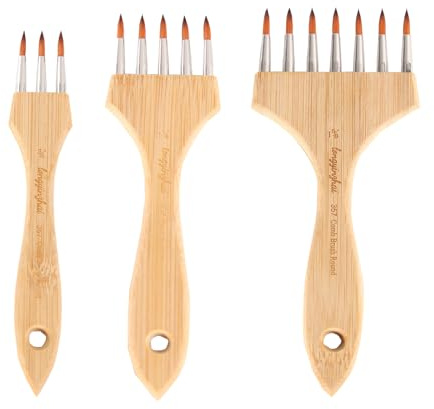 Juego de Pinceles de Artista Profesional: Juego de trapeador acrílico y Acuarela con cerdas de Mezcla de Nailon y Lana para Plumas, Palmas, Lavado, Mango de Madera de Haya de Grado de