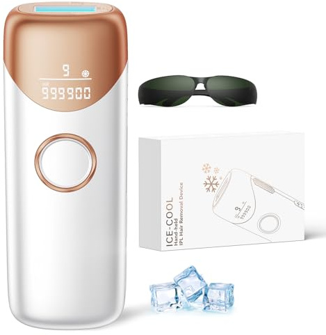 Ubroo Laser Hair Removal with 5℃ Ice Cooling,Hand-held Hair Removal Device IPL Hair Removal for Women and Men,Reduce Hair Regrowth,Full Body Use for Legs,Bikini,Armpits（Gold）