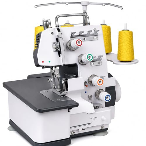 Macchina professionale semi-industriale per tagliacuci e tagliacuci - Telaio in metallo resistente, sistema di cucito overlock da 3 a 4 fili per cuciture lisce e durevoli